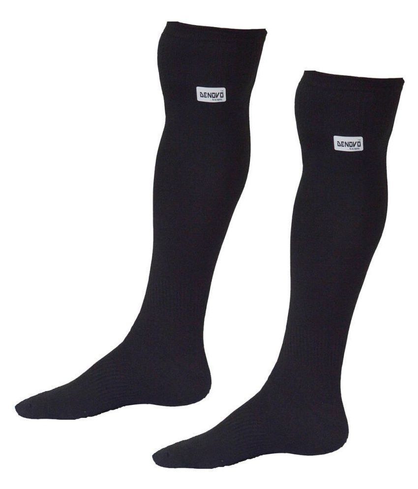 DeNovo Lycra Plain Knee Length Football / Ball & Hockey Socks (Black ...
