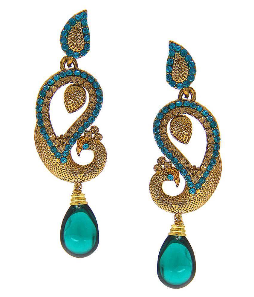 peacock green color earrings