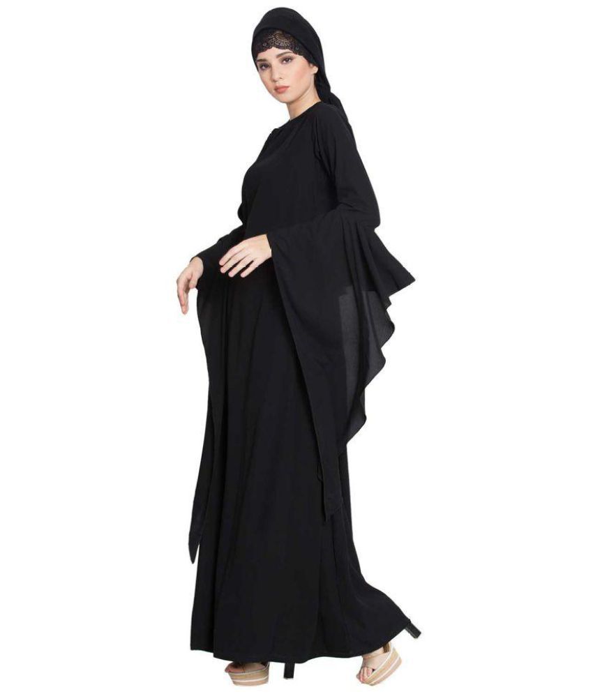 Mushkiya Black Polysatin Stitched Burqas without Hijab Price in India ...