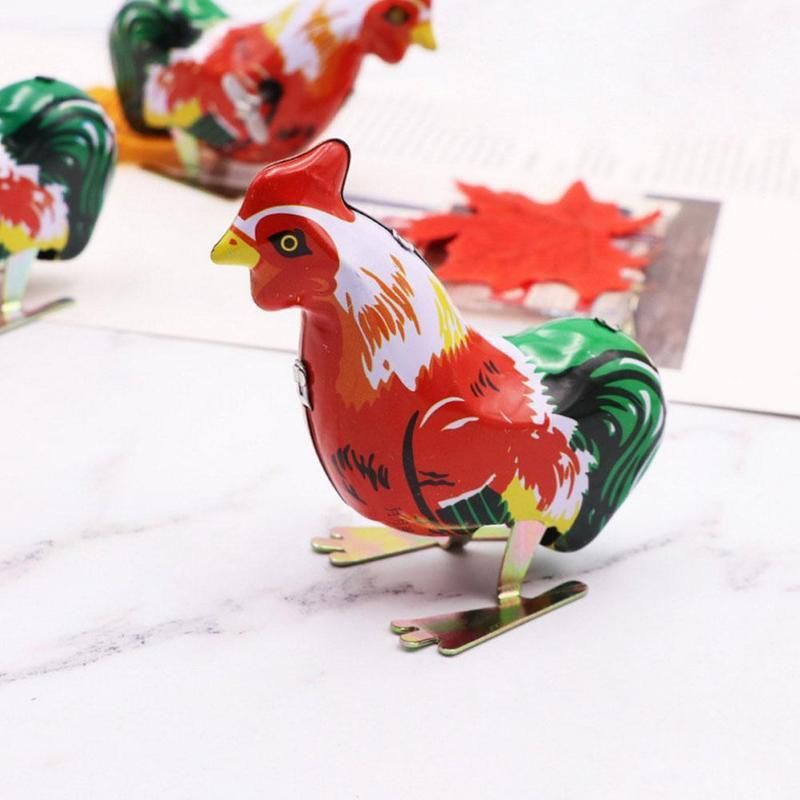 Retro Classic Nostalgia WindUp Toy Tin Rooster Metal Toy Jumping
