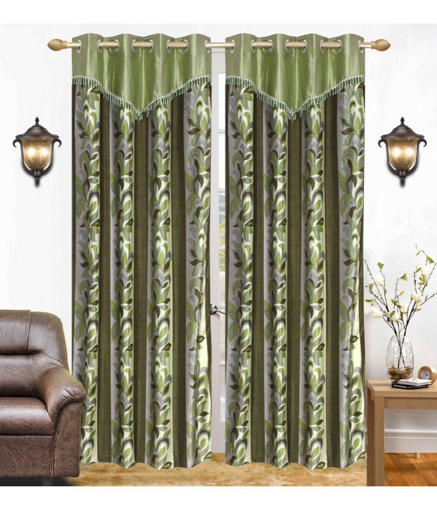     			Stella Creations Set of 2 Door Blackout Eyelet Polyester Curtains Green