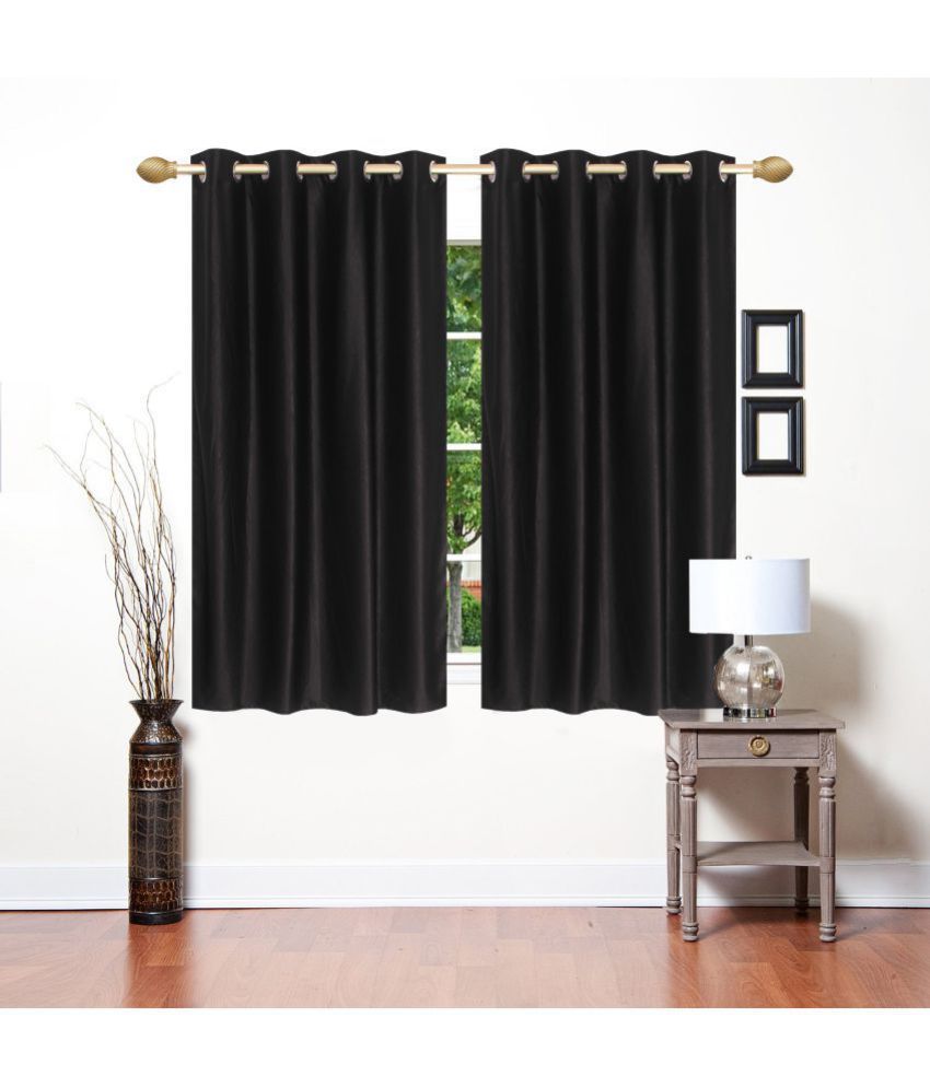     			Stella Creations Set of 2 Window Blackout Eyelet Polyester Curtains Black