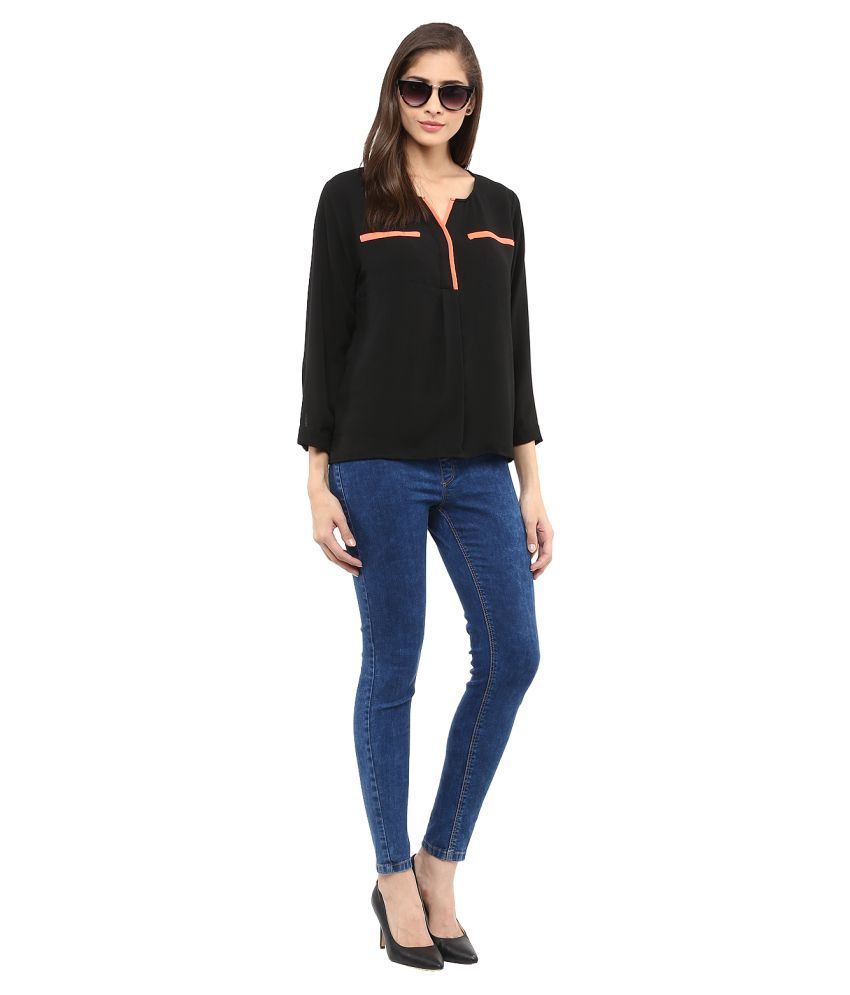     			Zima Leto Polyester Regular Tops - Black