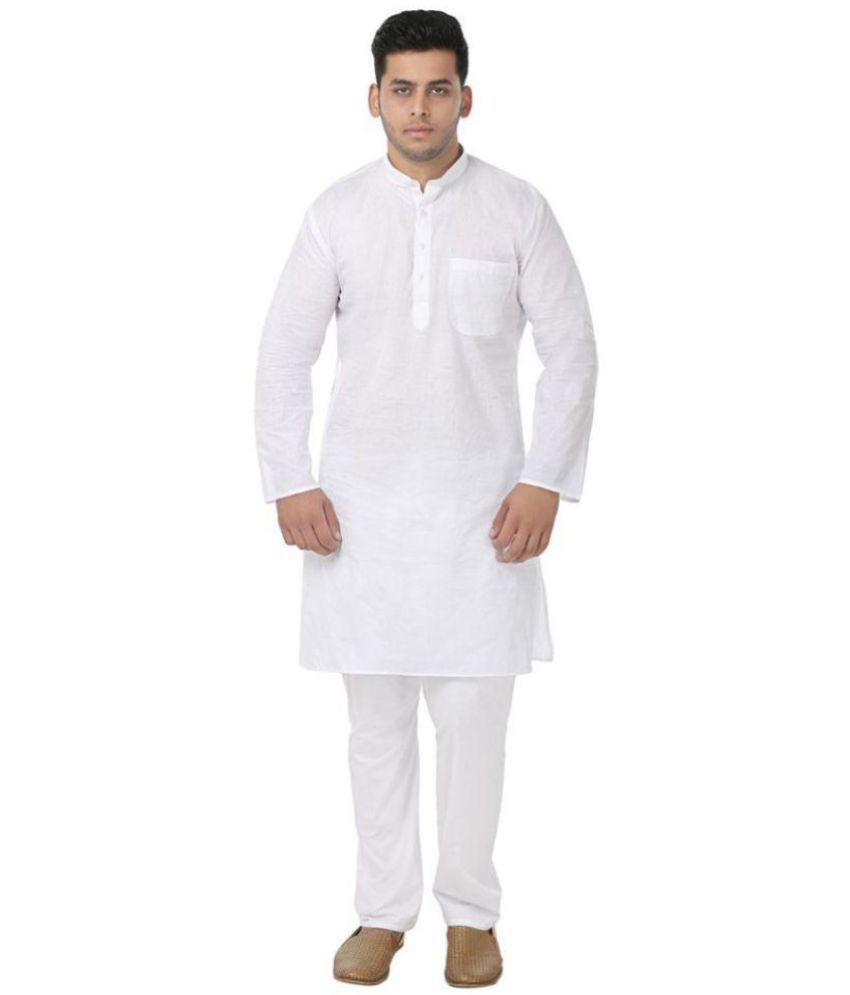     			GN hub White Cotton Blend Relaxed Fit Men's Kurta Pyjama Set ( Pack of 1 )