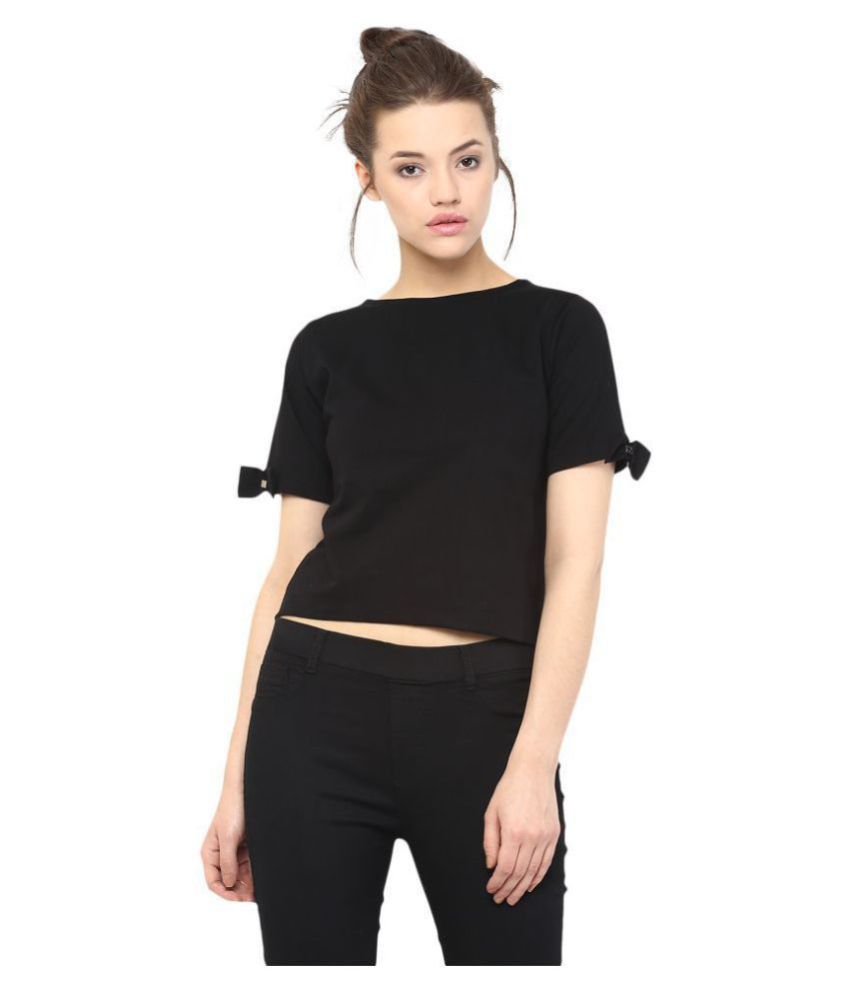     			Miss Chase Cotton Crop Tops - Black