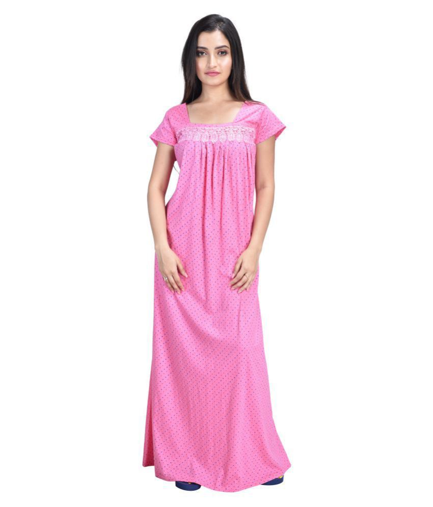     			PIYALI'S CREATION WOMEN'S Cotton Nighty & Night Gowns - Pink