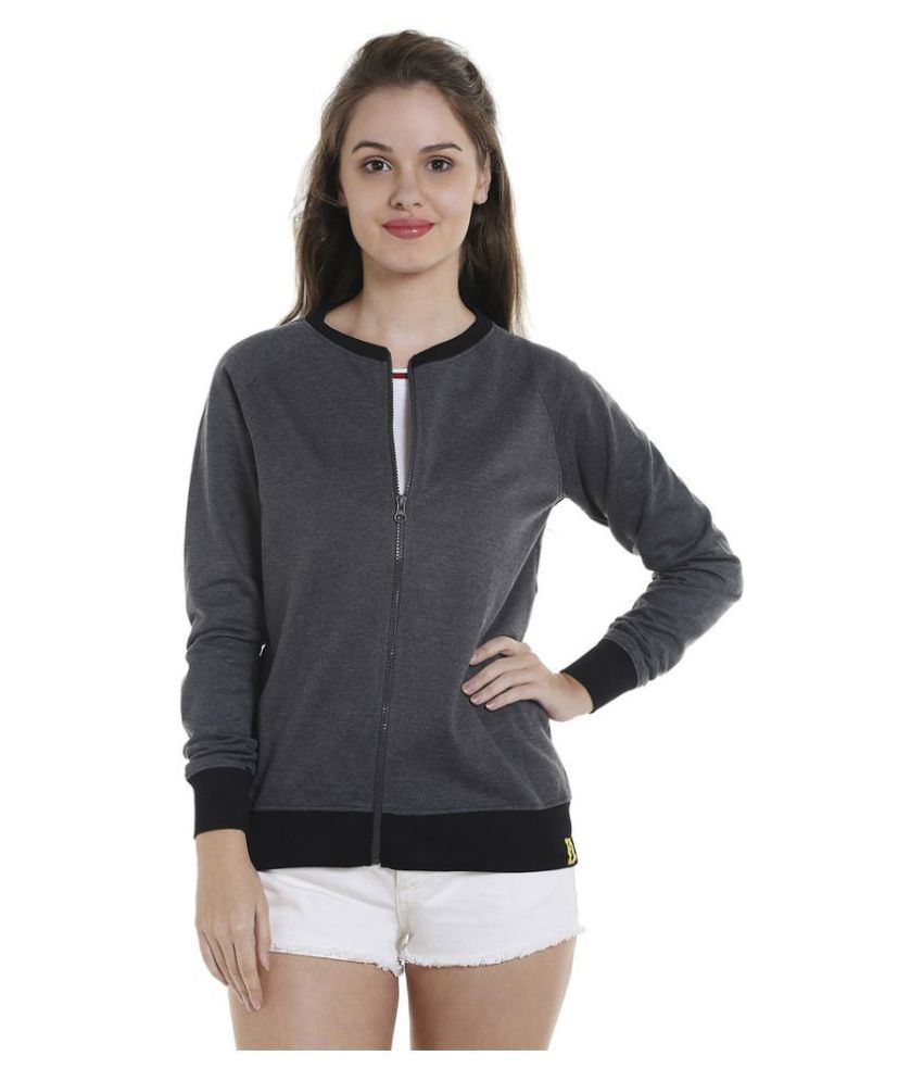     			Campus Sutra Cotton Grey Zippered Sweatshirt