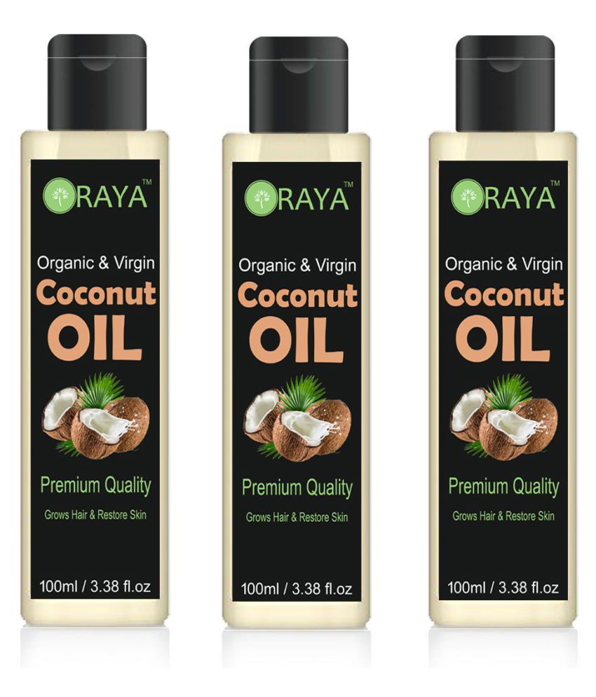     			ORAYA 100% Pure & Natural Virgin Cocount oil Hair Oil Skin Oil- 300 ml Pack of 3