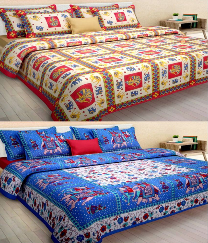 jaipuri-bedsheet-cotton-2-double-bedsheets-with-4-pillow-covers-buy