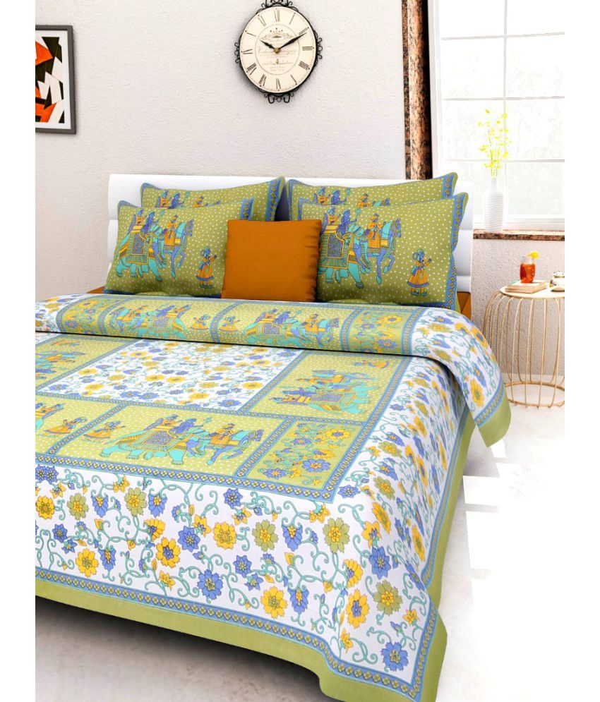 jaipuri bedsheet Cotton 2 Double Bedsheets with 4 Pillow Covers Buy