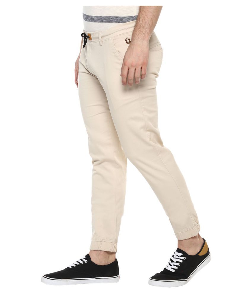 mens cream joggers