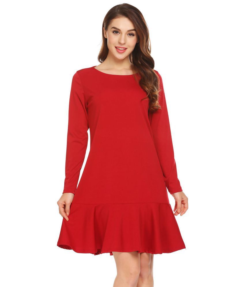 dark red shift dress