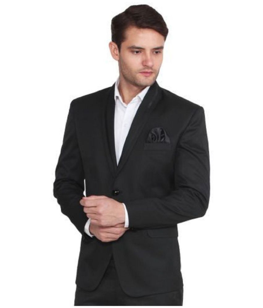     			Hangup Black Solid Casual Tuxedo