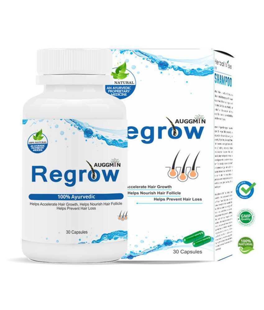 Auggmin Regrow Hair Regrowth Capsules 100 Natural & Ayurveda Caps 30