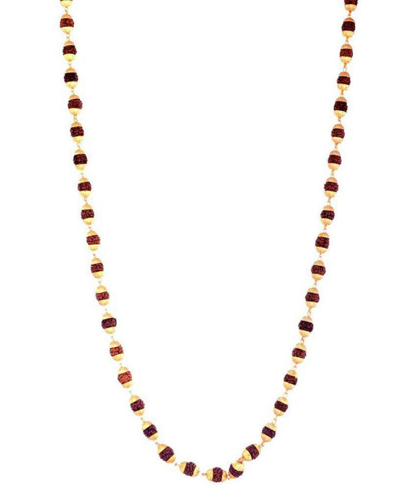     			King & Queen Brown Wooden Gold Plated Rudraksh Mala