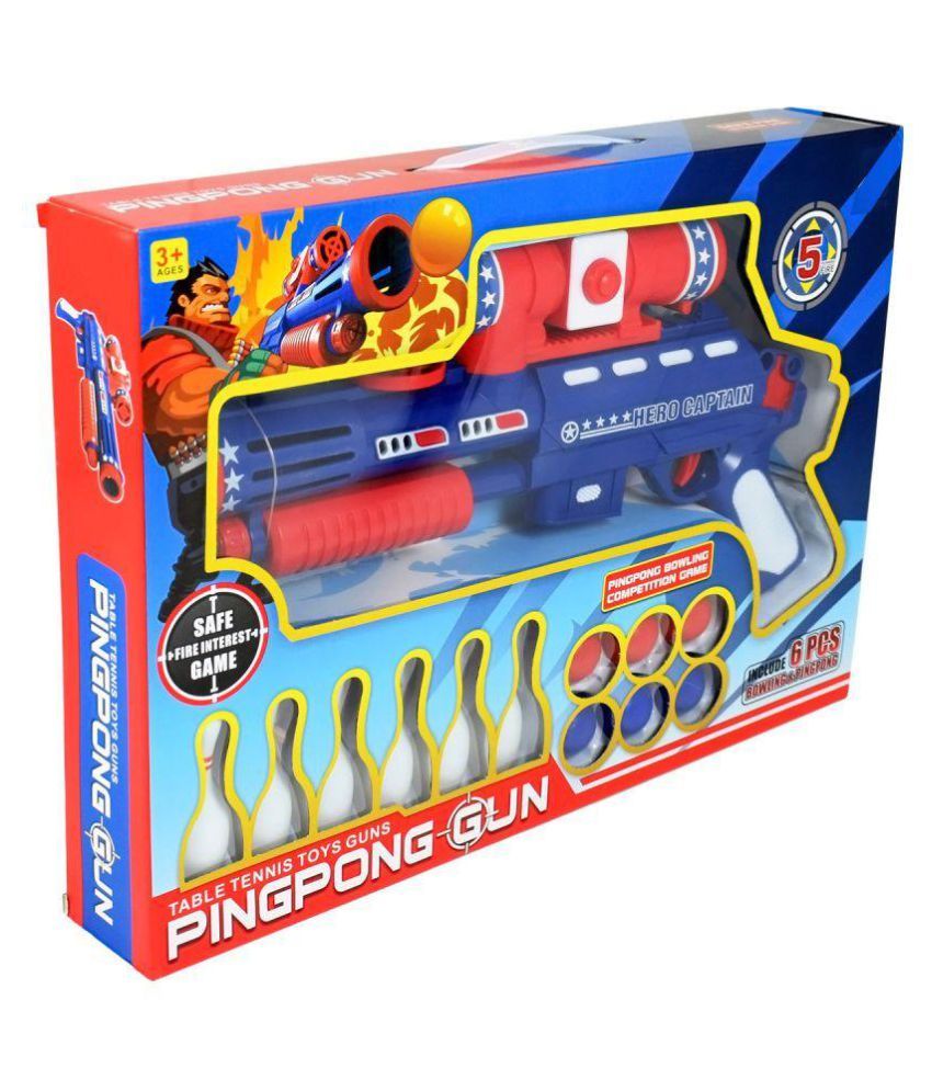 of Toys Ping Pong Mini Machine Gun With 6 Pcs Bowling And 6 Pcs