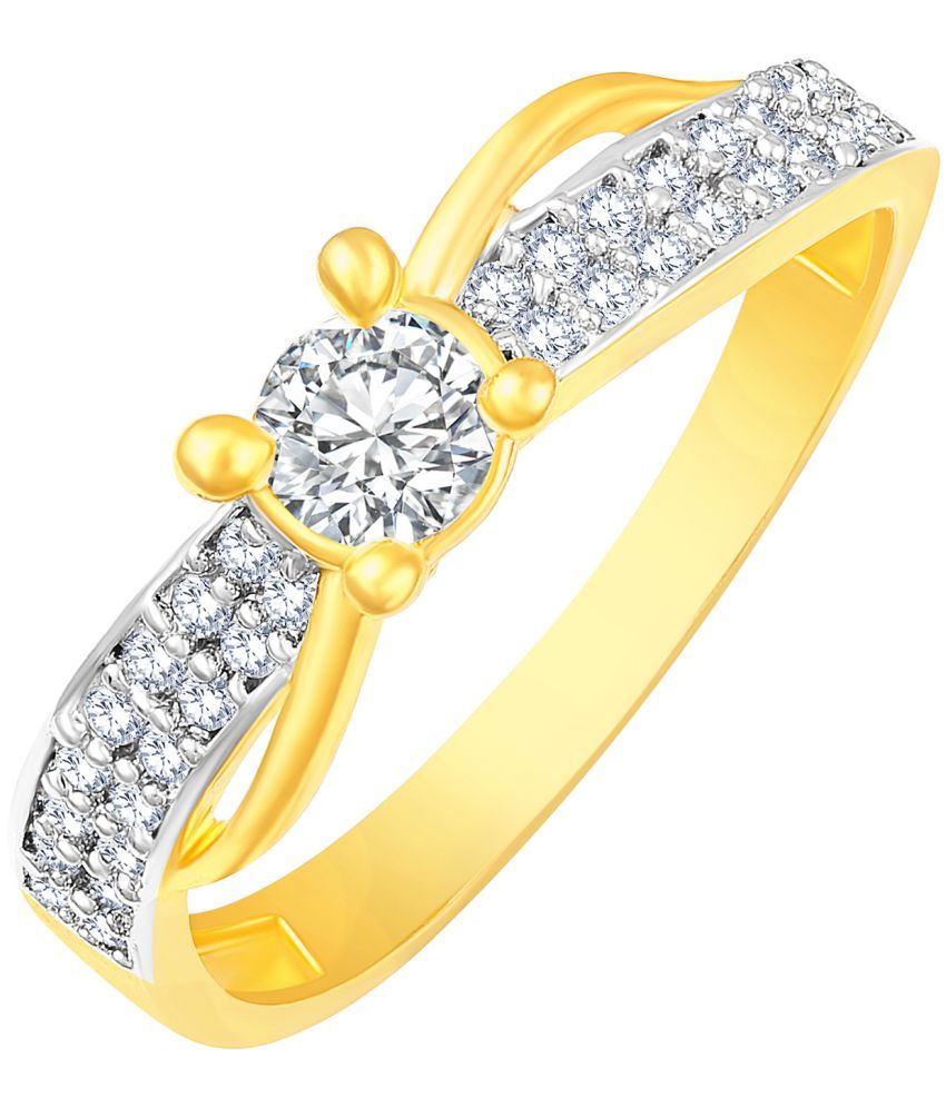Sukai Jewels Glittering Solitaire Gold Plated Alloy & Brass Cubic