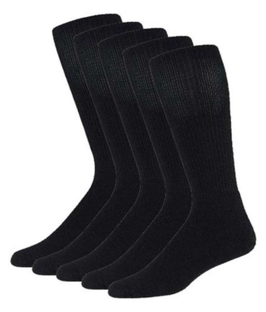     			Tahiro Black Cotton Mid Length Socks - Pack 0f 5