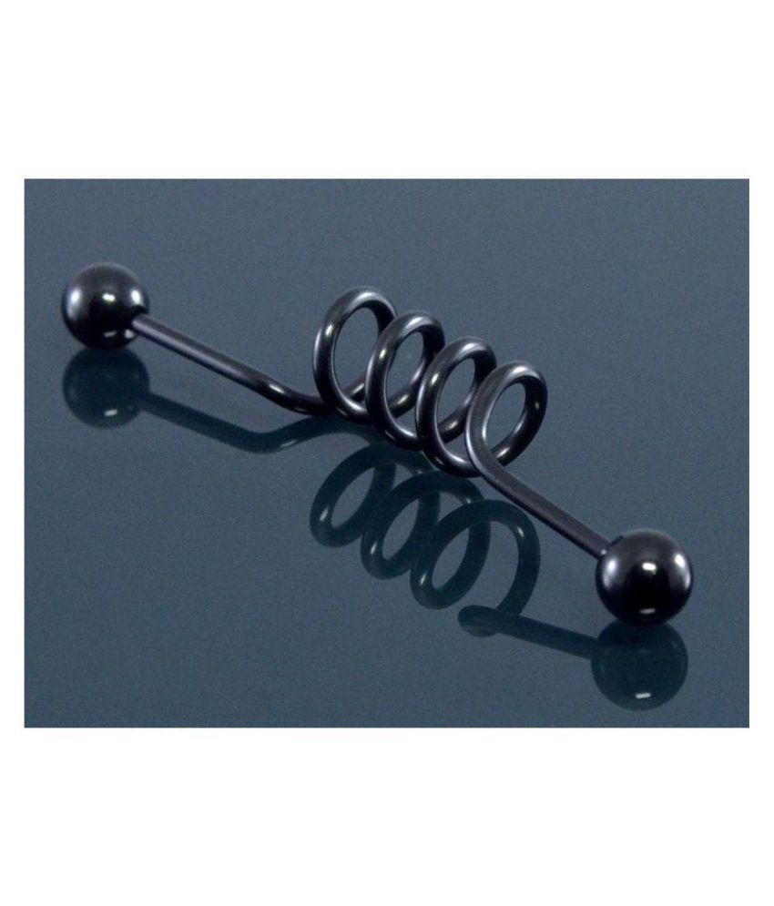 14 Gauge 1mm Black Double Ball Twisted Ear Industrial Barbell