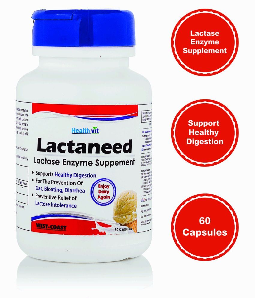 HealthVit Lactaneed Lactase Enzyme For Lactose Intolerance 60 no.s