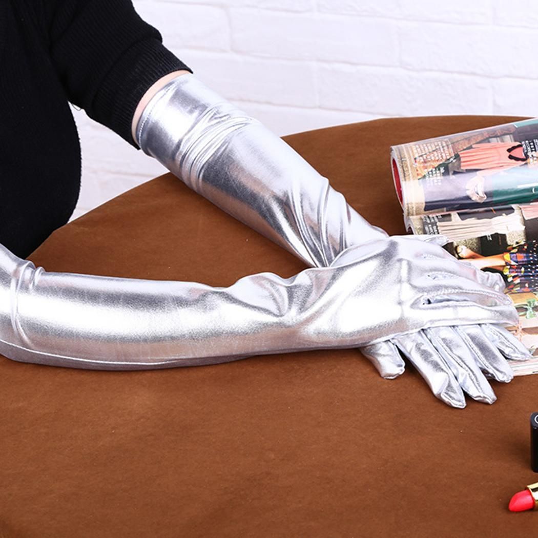 satin prom dress with gloves
