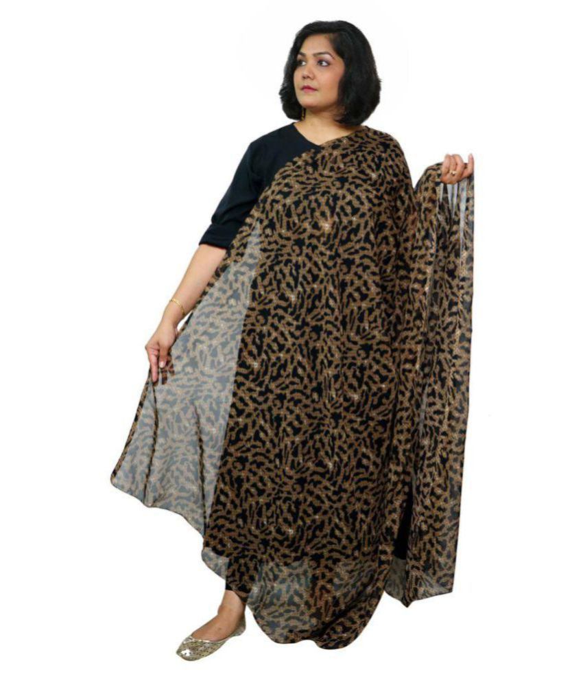 GraceDiva Brown Georgette Animal Print 