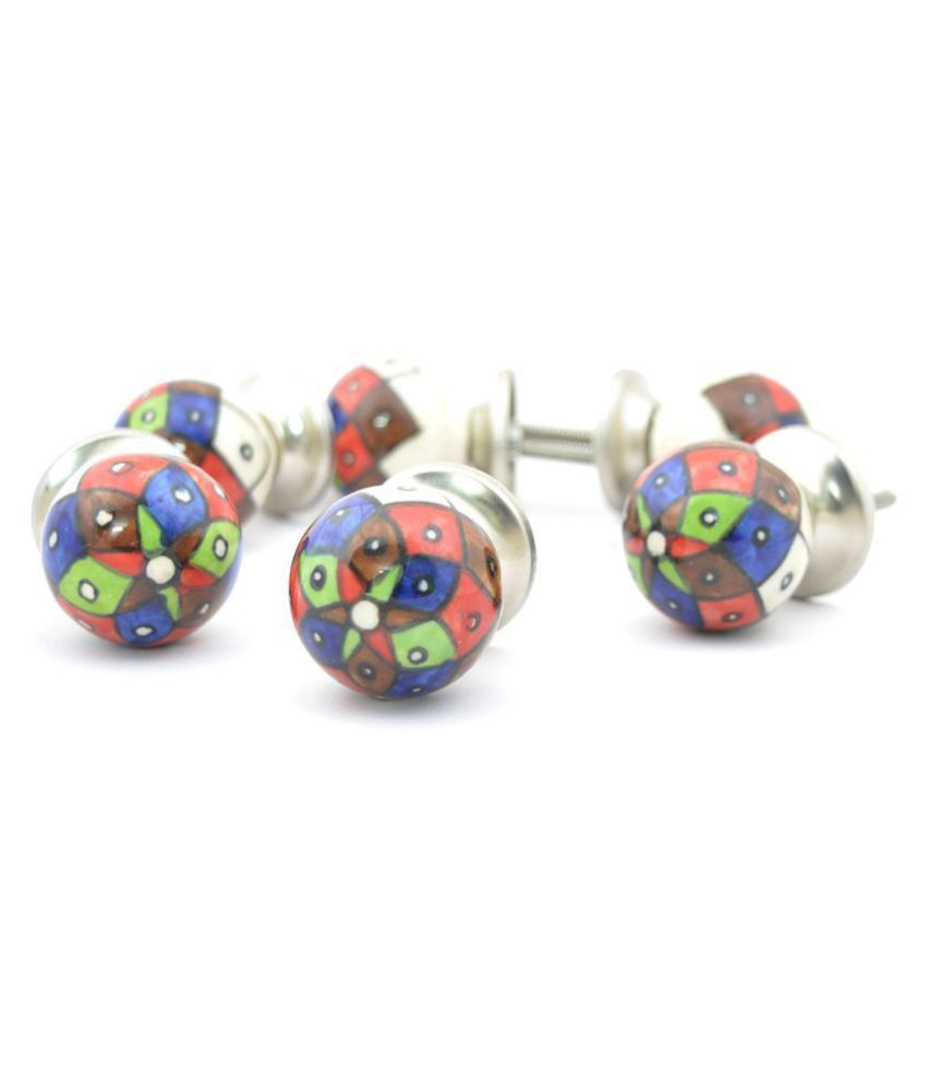 Buy Pack Of 6 Ceramic Rainbow Handpaint Decorative Door Knobs