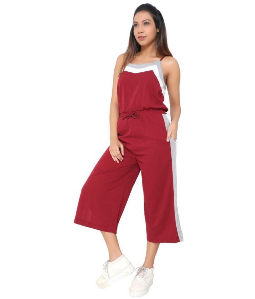 maroon off shoulder jumpsuit