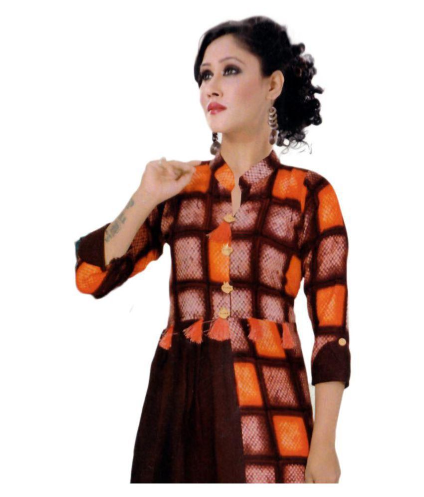 Trusha Dresses Brown Rayon Double Layered Kurti - Buy Trusha Dresses ...