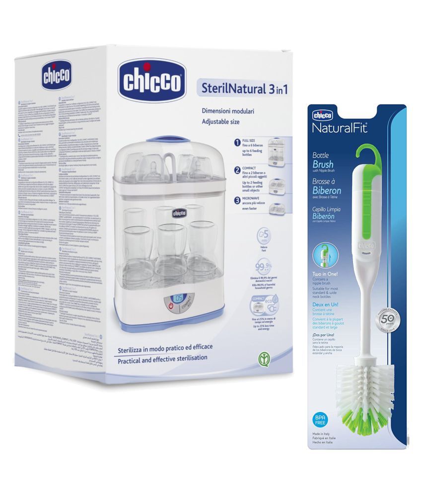 Chicco Steam Sterilizer 3 in 1 and Bottle Cleaning Brush Set Buy