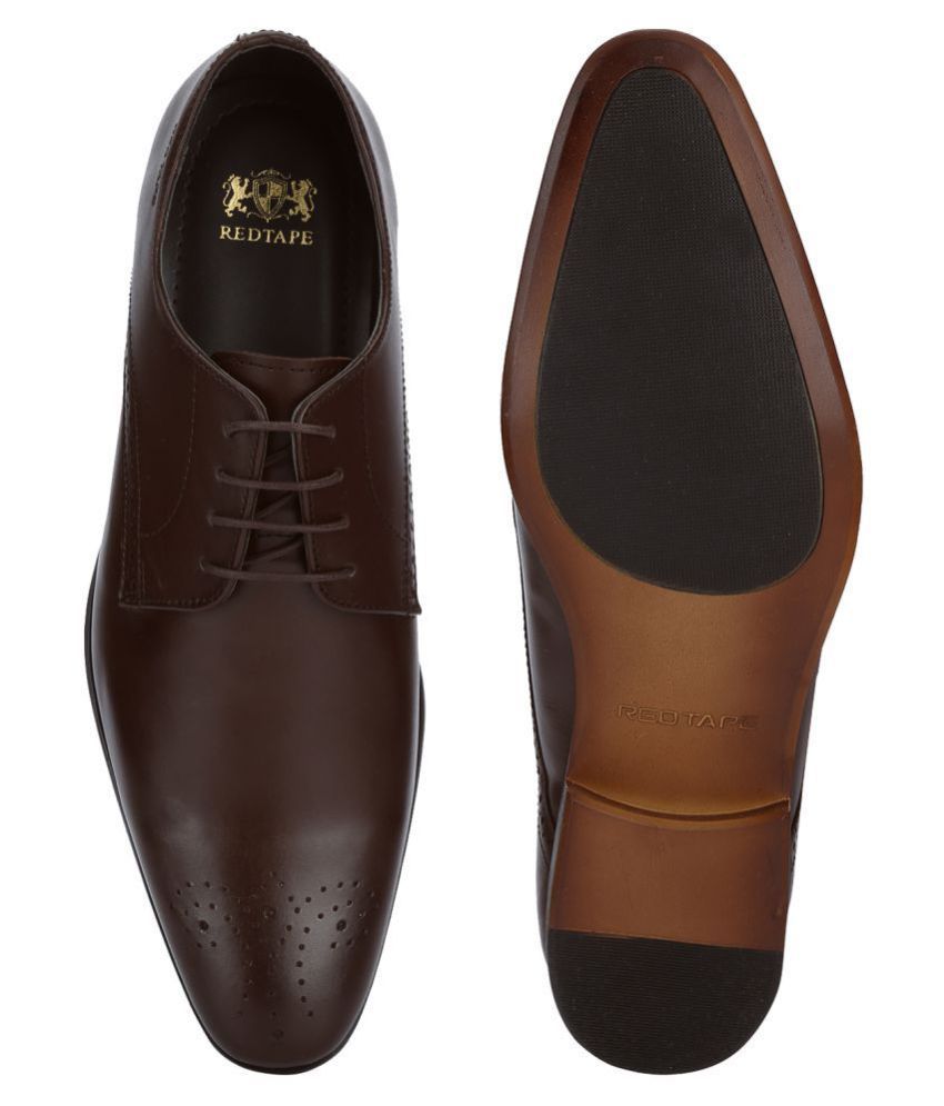 red tape men's dark brown derby shoes