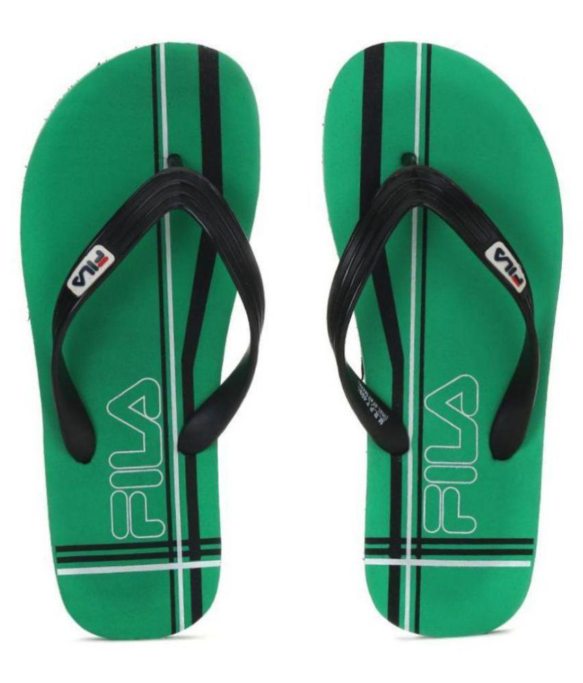 fila flip flops black