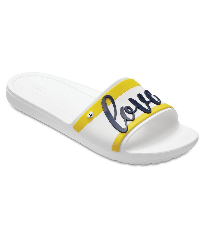 crocs sliders white
