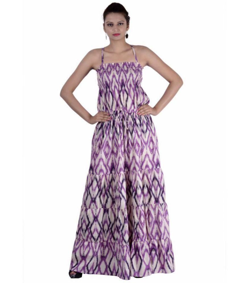 Indi Bargain Cotton Purple A- line Dress