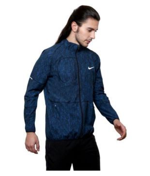 nike blue polyester terry jacket