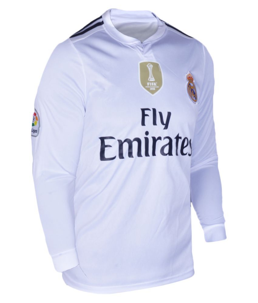 Real Madrid FC Football Team White Color Long Sleeve Dry Fit Polyester Jersey: Buy Online at ...