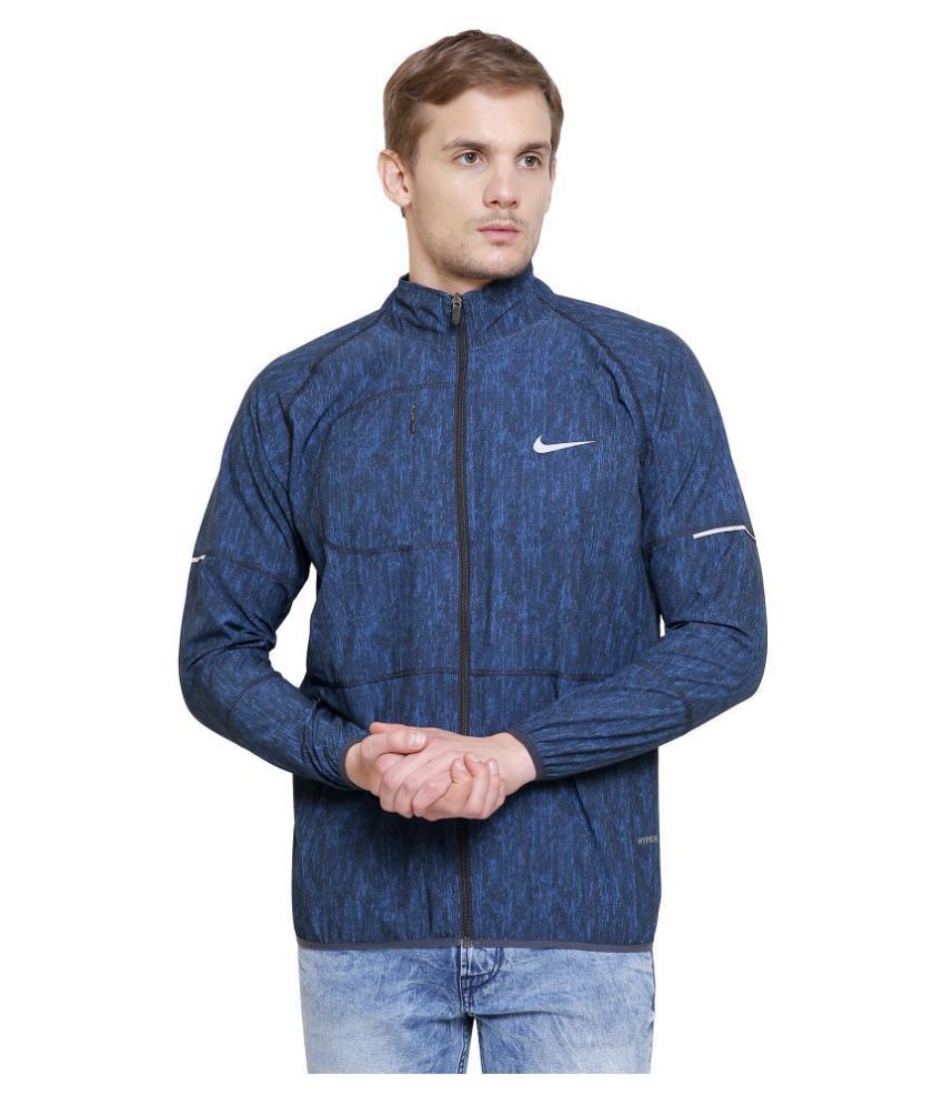 nike blue polyester terry jacket