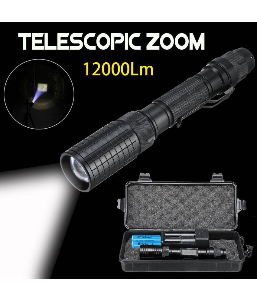 Tactical Police 12000LM Zoom XM-L T6 LED 5Modes Flashlight Battery Torch Set US