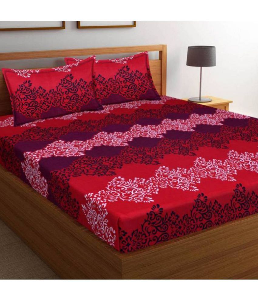 New panipat textile zone Poly Cotton 2 Double Bedsheets with 4 Pillow