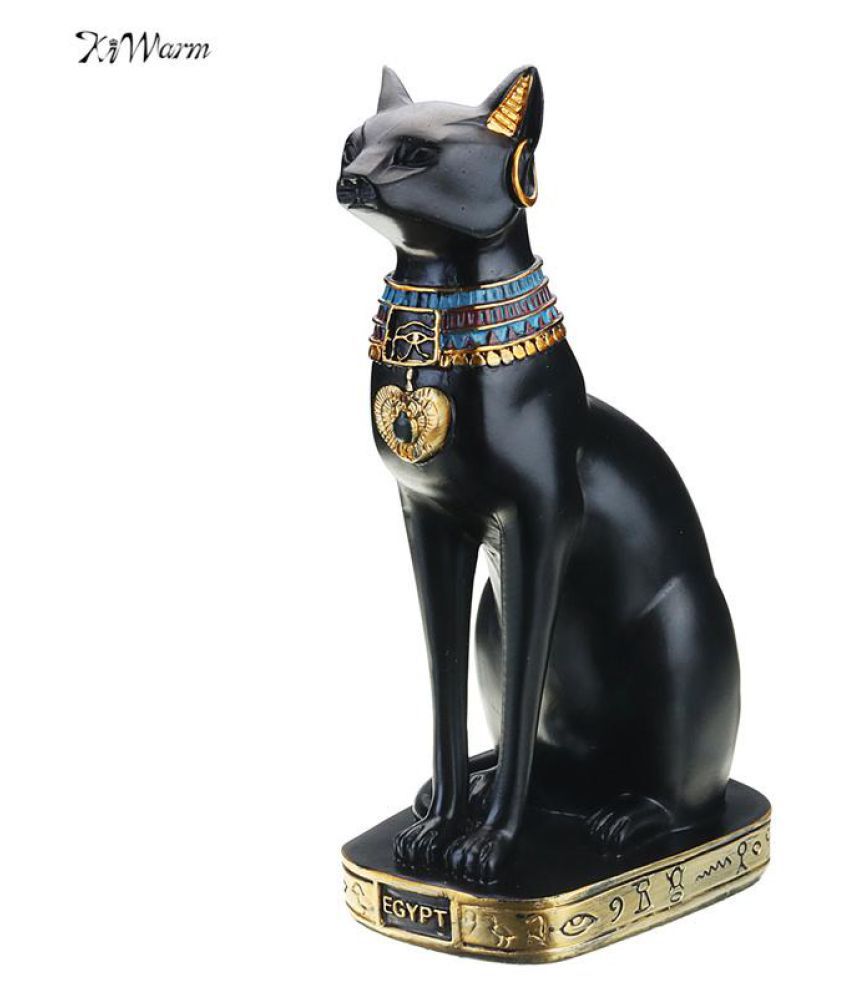 Egyptian Goddess Black Cat Bastet Figurine Resin Statue Home Decor Collection