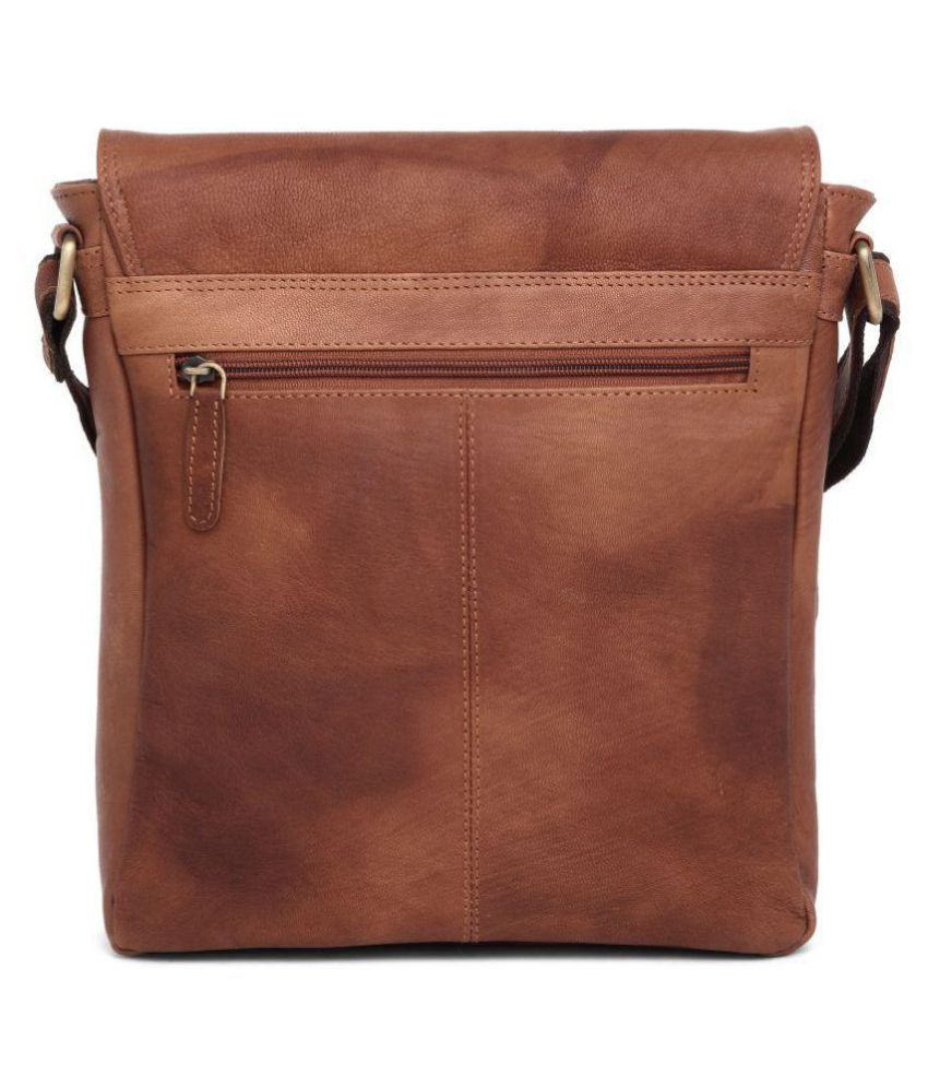 WildHorn Tan Leather Casual Messenger Bag - Buy WildHorn Tan Leather ...