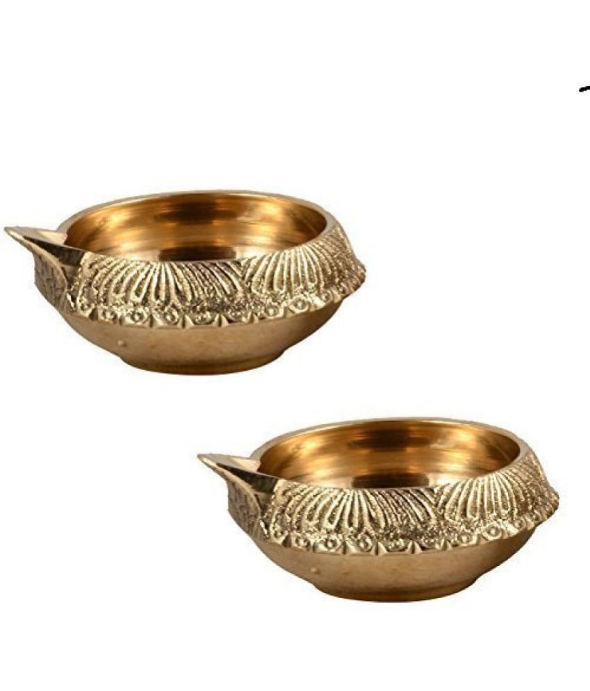     			Santosh Brass Diwali Gift Kuber Deepak, Diya Oil Lamp For Puja Home Decor 100% Pure Brass (Set Of 2)