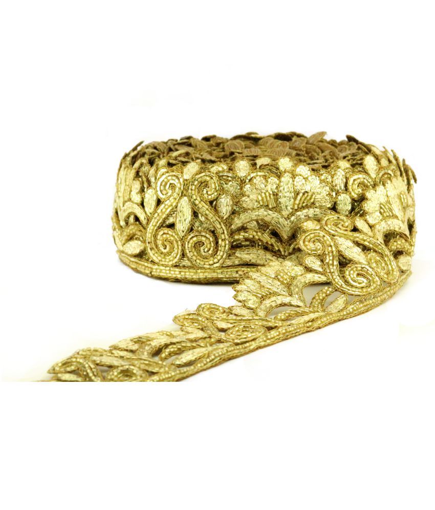 Peacock Lace Golden Color Peacock Hand Cut Work Lace Buy Online At Best Price In India Snapdeal