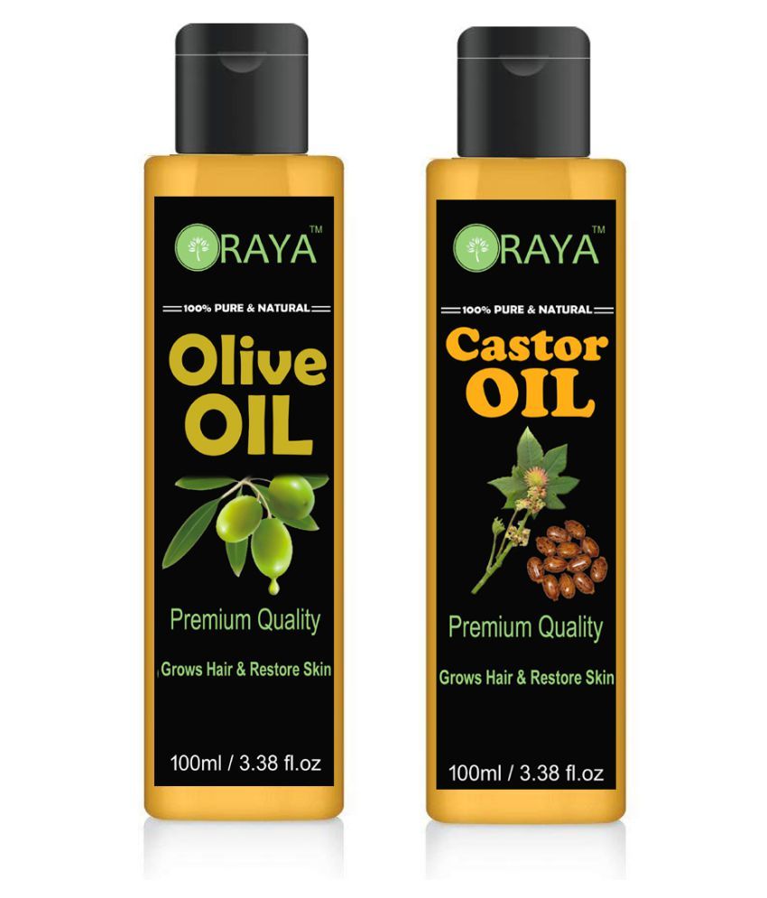     			ORAYA 100% Premium Castor Oil And Pure Olive Hair Oil 200 ml Pack of 2