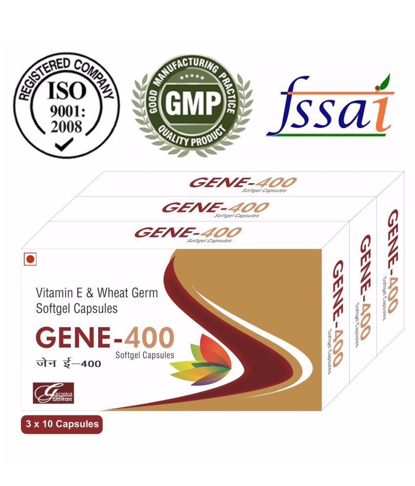 GENE400 Vitamin E With Wheat Germ Oil 30 Softgel 400 mg Pack of 3 Buy