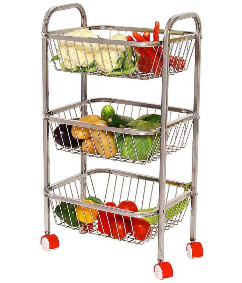 KC Steel Vegetable And Fruit Stand / Trolley 3 Tier: Buy KC Steel ...