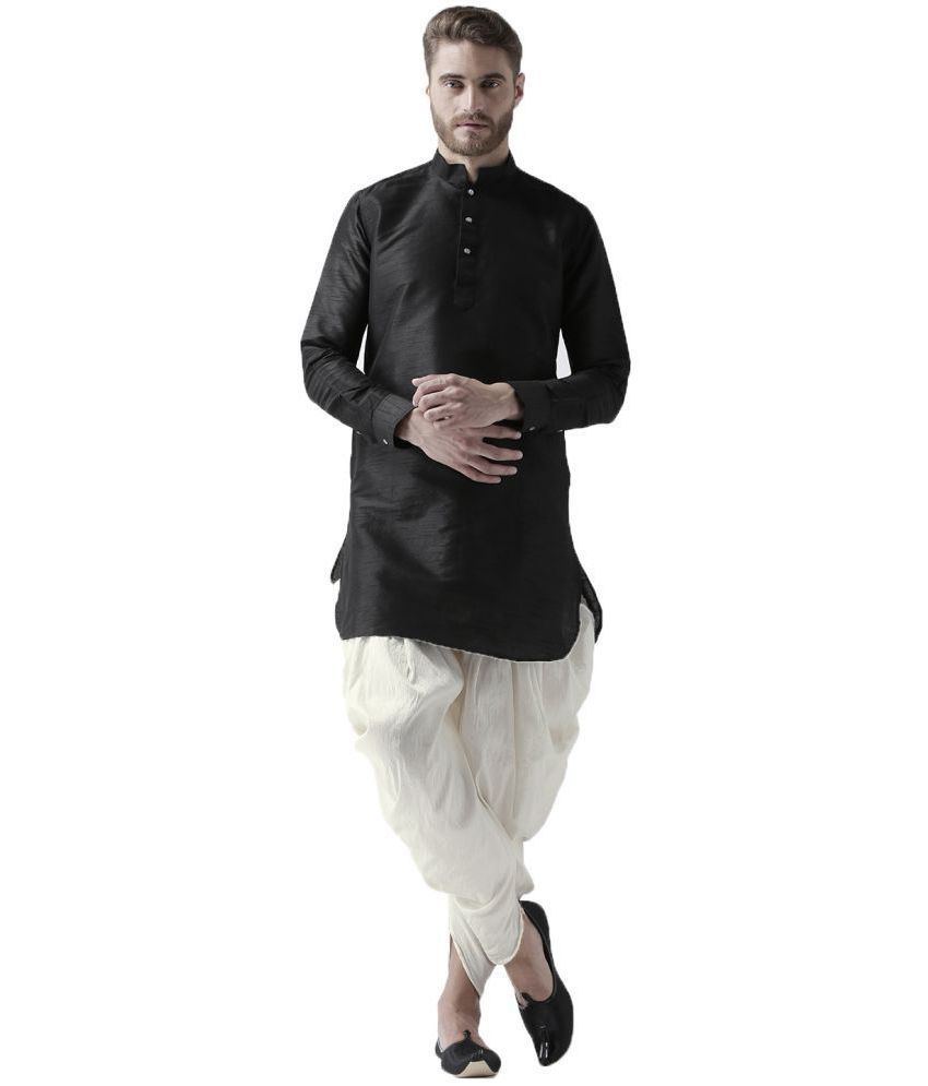     			Deyann Black Silk Blend Dhoti Kurta Set