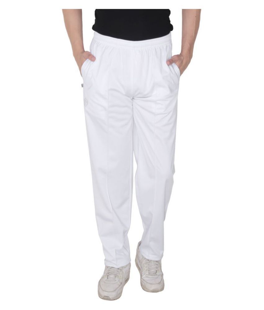 all white track pants