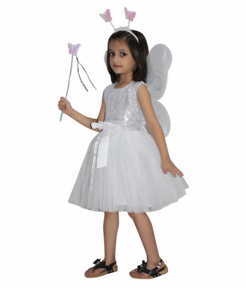     			Kaku Fancy Dresses White Polyester Fairy Fancy Dress