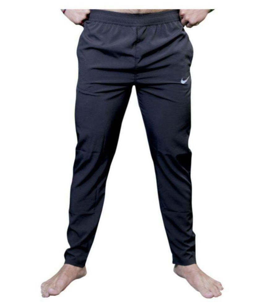 nike black polyester lycra trackpants